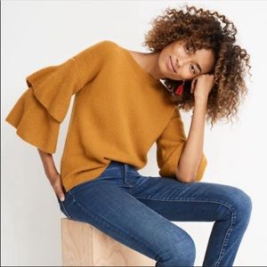 Madewell Tiered Bell Sleeve Sweater Gold Small